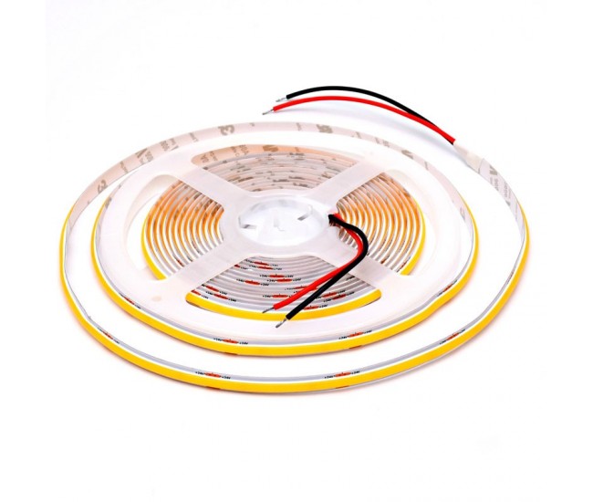 Banda Cob Led 24V - 8MM / 320led/ml - 11W/ml, Lumina Alb-Cald 3500K - 1200lm - Interior IP20 - 5m/rol