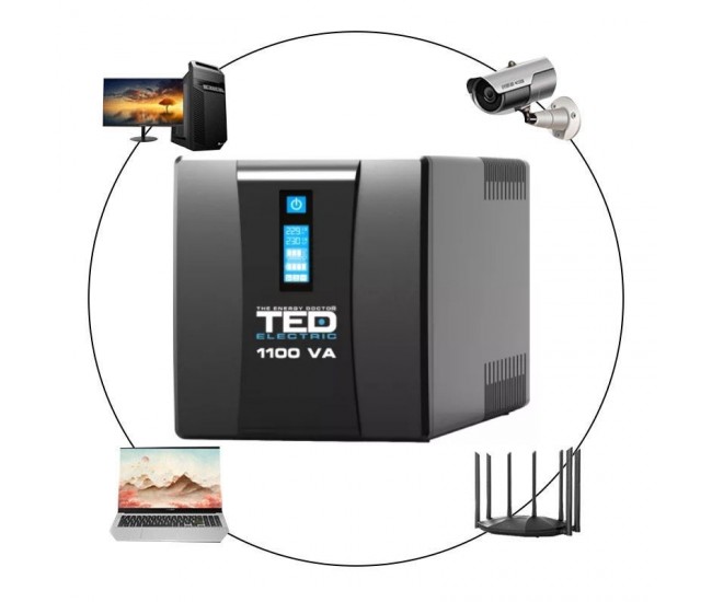 UPS 1100VA/600W LCD Line Interactive AVR 4 schuko USB TED