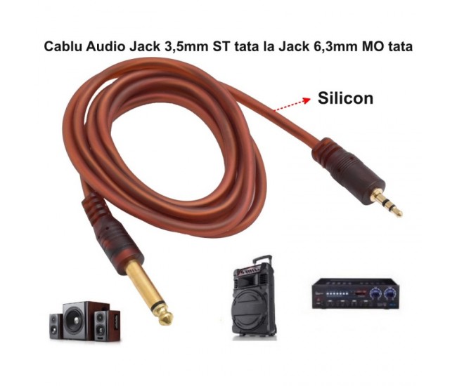 Cablu Audio Jack 3,5mm ST tata -Jack 6,3mm MO tata Siliconat / 1,5m Pro