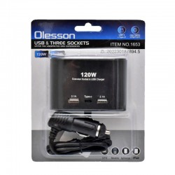 Spliter Auto 120W cu 3 Prize 12/24V + 2 Usb + 1Tip C / NO-1653 Spliter Auto 120W cu 3 Prize 12/24V + 2 Usb + 1Tip C / NO-1653