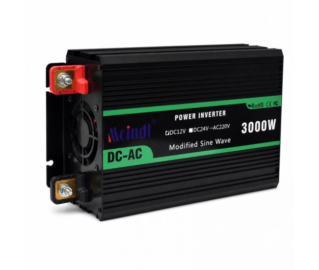 Invertor de Tensiune 3000W, 12V la 220V, Undă Sinusoidală Modificată, USB
