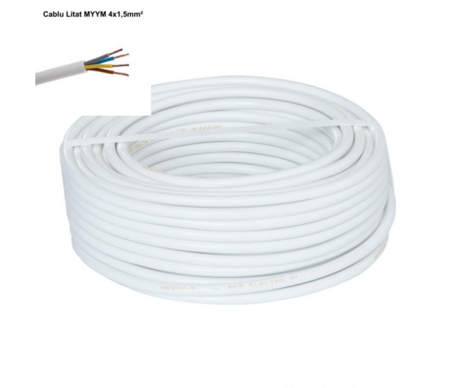 Cablu Electric Litat 4x1,5mm² Alb MYYM Litat / 100ml