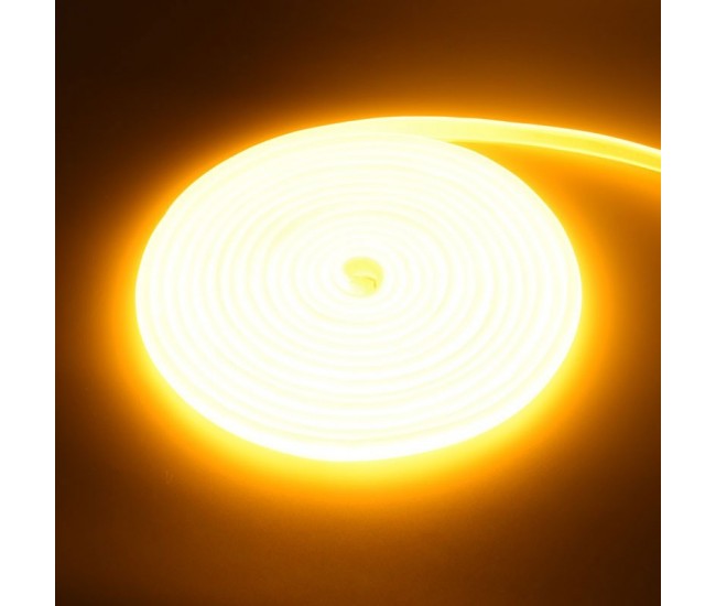 Banda Led Cob Galben Auriu Neon Flex - 288led/m - IP65 / 220V - 10W/ml / Rola 5ml
