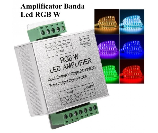 Amplificator Tensiune Banda Led RGBW, DC 12-24V / 24A
