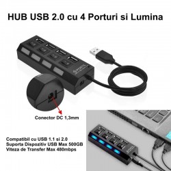 HUB 4 Usb 2.0 cu Intrerupator si Led HUB 4 Usb 2.0 cu Intrerupator si Led