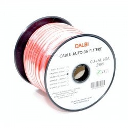 Cablu Auto de Putere Rosu CU+AL 6GA 7,8mm, 25m/Rola Cablu Auto de Putere Rosu CU+AL 6GA 7,8mm, 25m/Rola