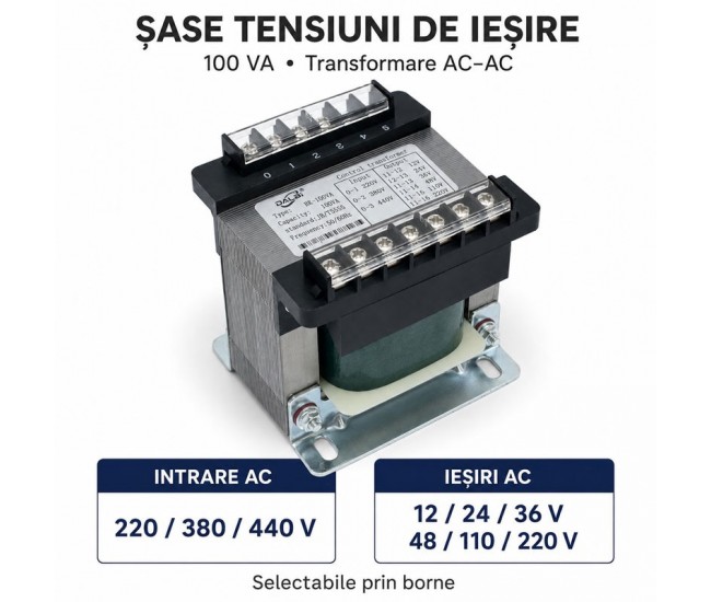 Transformator de Comanda BK-100VA 220/380/440V cu Iesiri Multiple DALBI