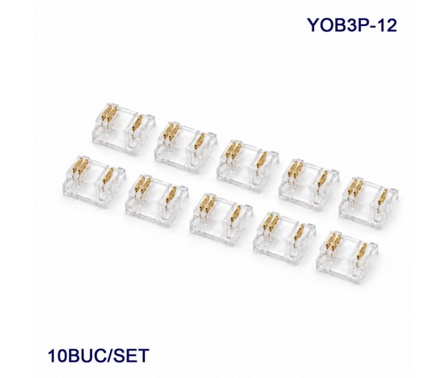 Conector pentru Imbinare Banda LED COB 12mm 3 Pini Strip to Strip Set 10 Buc DALBI YOB3P-12