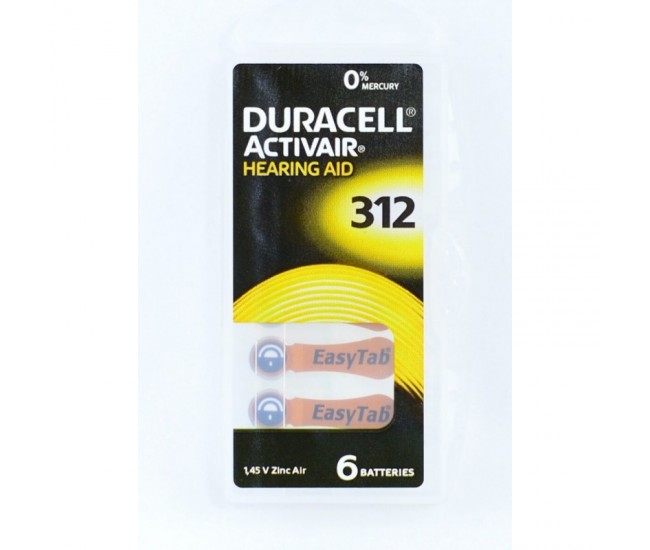 Baterii Auditive Duracell PR312, 6buc/set