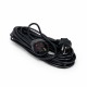 Prelungitor negru 3x1,5mm², lungime 5m, cu stecher si cupla cauciucata, 250V AC 10A, 2500W