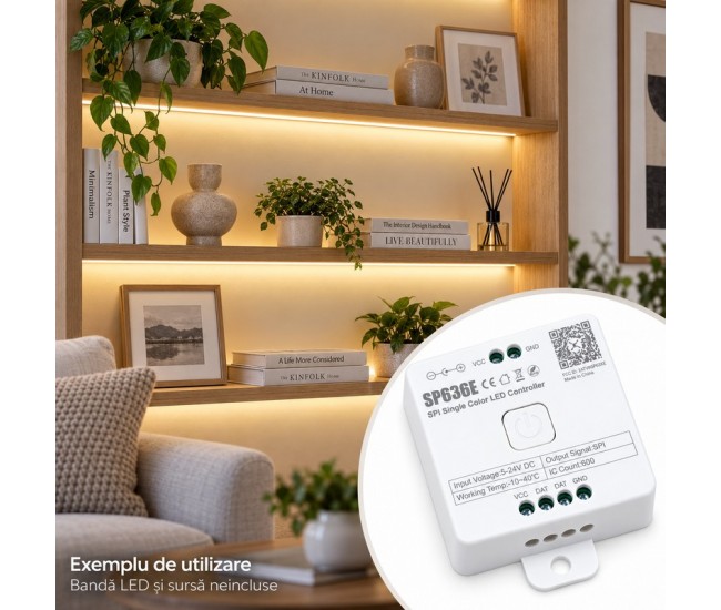 Controler Bandă LED SPI Monocromă, Bluetooth, 5–24 V SP636E