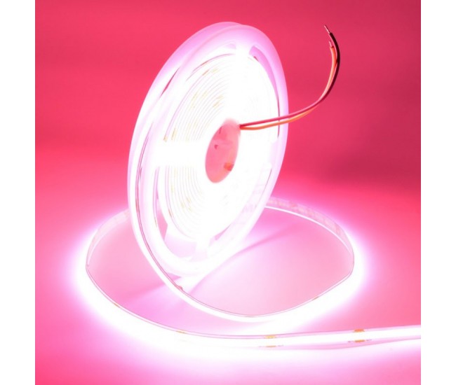 Banda Cob Led 24V - 8mm / 320led/ml - 11W/ml, Roz - Interior IP20 - 5m/rol