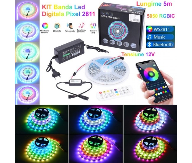 Kit Banda Led WS2811 Digital Pixel RGB 60D-IP65