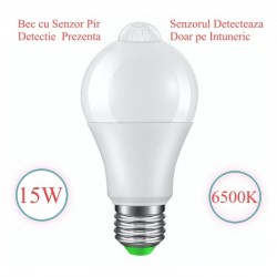 Bec cu LED si Senzor de Miscare E27-15W-6500K Bec cu LED si Senzor de Miscare E27-15W-6500K