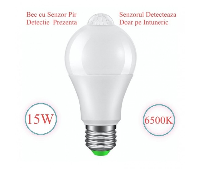 Bec cu LED si Senzor de Miscare E27-15W-6500K