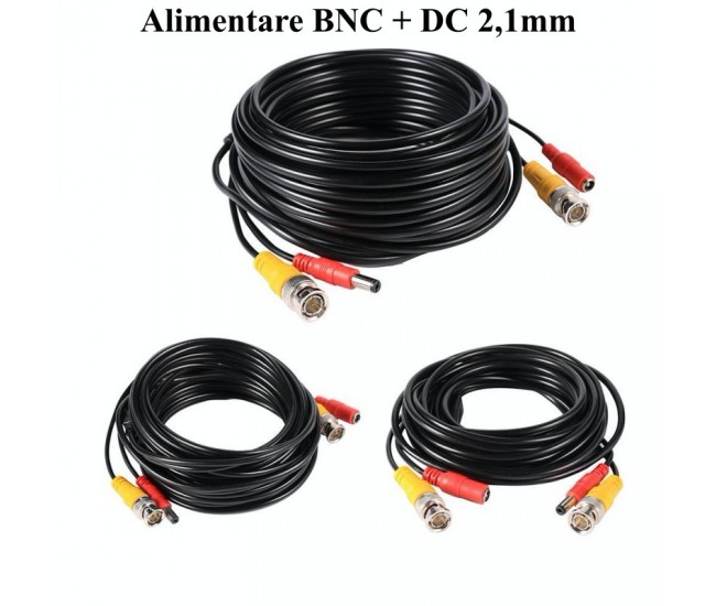 Cablu Camere BNC + Alimentare DC 2,1mm/15m