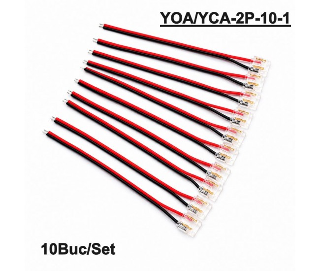 Conector Banda LED COB/SMD Monocolor 10mm 2 Pini cu Cablu 10cm Set 10 Buc YOA/YCA2P10-1 DALBI