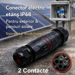 Conector Electric Etans M20 IP68, 2 Pini Waterproof pentru Sisteme Solare si Led (set 10buc)