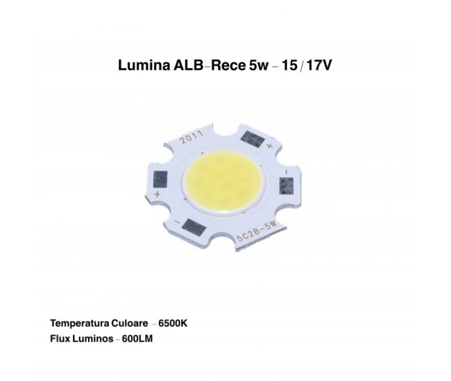 Led Cob 11mm, Putere 5W Alb-Rece