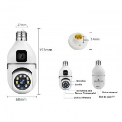 Camera de Supraveghere cu IP, Dual View PTZ 360˚ si Fixa - E27 / V380 Pro