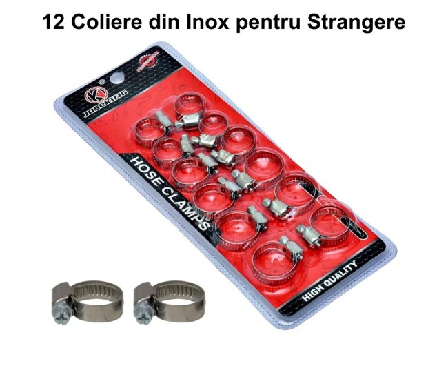 Set 12 Coliere din Inox cu Strangere pentru Furtun