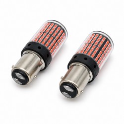 Set 2 Becuri Auto LED 1157 pentru Pozitie si Frana, Rosii, 12V, Soclu BAY15D