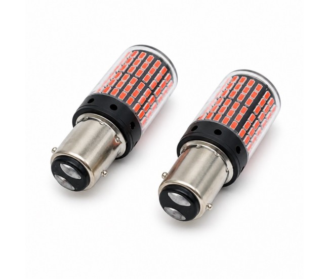 Set 2 Becuri Auto LED 1157 pentru Pozitie si Frana, Rosii, 12V, Soclu BAY15D