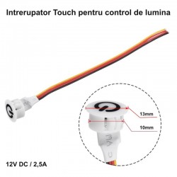Intrerupator Touch Senzor 13mm Dimabil 12V-2,5A / HST06 - ALB Intrerupator Touch Senzor 13mm Dimabil 12V-2,5A / HST06 - ALB