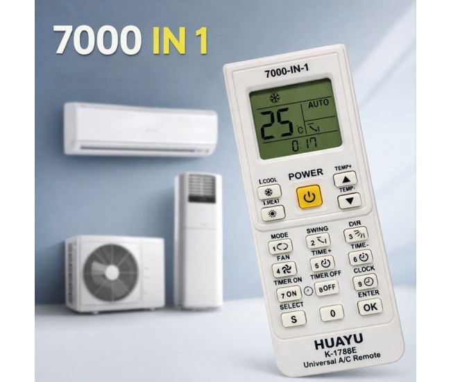 Telecomandă Universală Aer Condiționat HUAYU K-1788E – 7000 în 1, Compatibilă cu Majoritatea Aparatelor AC