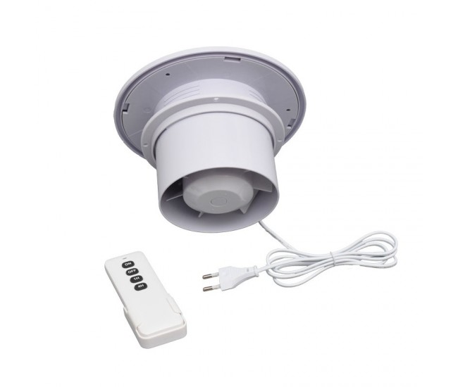 Ventilator Rotund de Baie A100 - 5W cu Clapeta Automata si Telecomanda Programatoare - IPX2