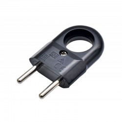Stecher Plat Negru cu Inel 10A Stecher Plat Negru cu Inel 10A