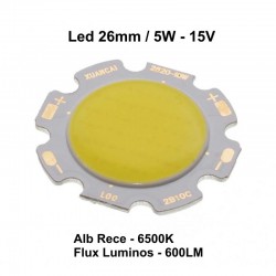 Led Cob 26mm, Putere 5W Led Cob 26mm, Putere 5W
