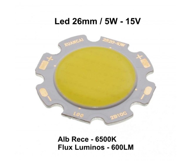 Led Cob 26mm, Putere 5W