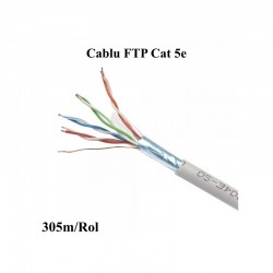 Cablu FTP Cat 5 Aliaj 8 fire x 0,55mm², 305m/Rol Cablu FTP Cat 5 Aliaj 8 fire x 0,55mm², 305m/Rol
