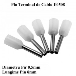 Pin Terminal de Cablu E0508 Alb, 100Buc/Set Pin Terminal de Cablu E0508 Alb, 100Buc/Set
