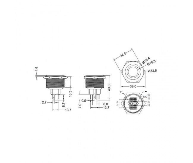 Push Buton 30mm/24V Led Albastru