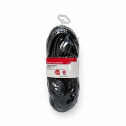Prelungitor negru 3x1,5mm², lungime 5m, cu stecher si cupla cauciucata, 250V AC 10A, 2500W