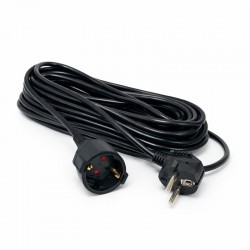 Prelungitor negru 3x1,5mm², lungime 15m, cu stecher si cupla cauciucata, 250V AC 10A, 2500W