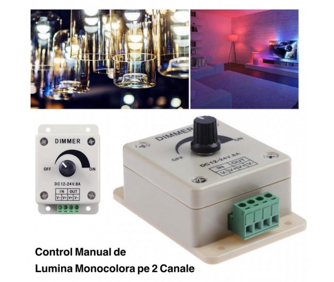 Dimmer Manual Led Monocolor 12V-24V/8A