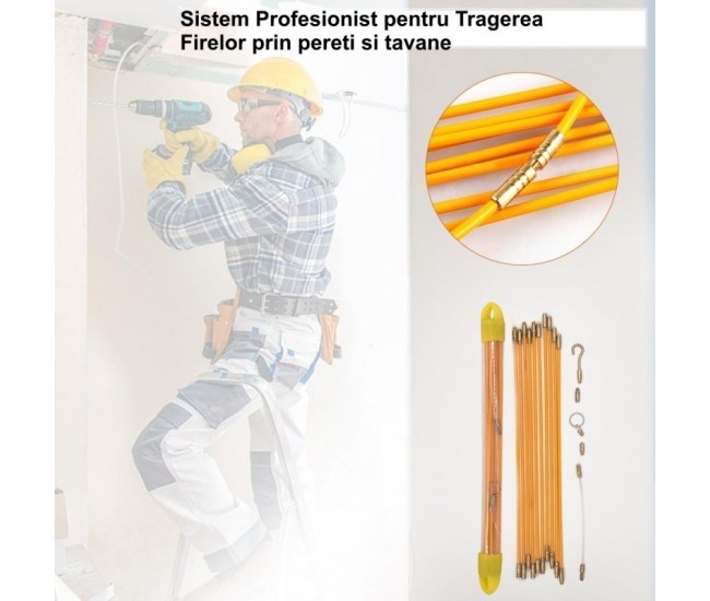 Tragator Cabluri Fibra de Sticla 5m cu Tije Filetate DALBI