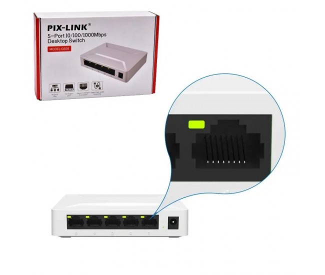 Switch Gigabit 5 Porturi 10/100/1000Mbps Pix-Link GS05