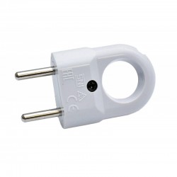 Stecher Plat Alb cu Inel 10A Stecher Plat Alb cu Inel 10A