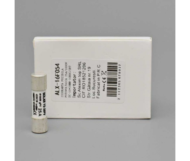 Siguranta Fuzibila Fotovoltaica 25A / 1000V DC - Ø10x38mm - 10Buc/Set