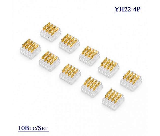Conector pentru Imbinare Fire 20-22AWG 4 Pini Wire to Wire Set 10 Buc DALBI YH22-4P