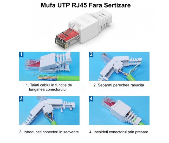 Mufa RJ45 CAT 6 - UTP de Plastic / Fara Sertizare