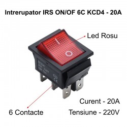 Intrerupator IRS Lat 20A Led Rosu 6P ON/OF KCD4 Intrerupator IRS Lat 20A Led Rosu 6P ON/OF KCD4