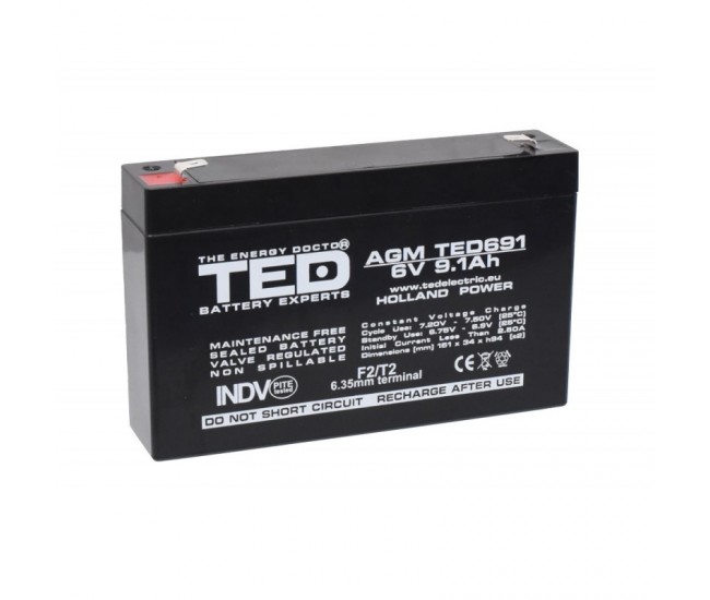 Acumulator Plumb - Acid 6V-9,1A TED
