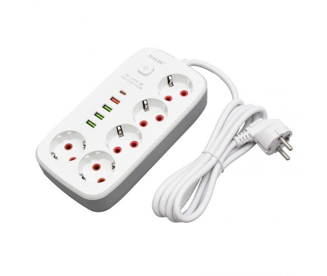 Prelungitor Multifunctional 5 prize - 2m cu 4 x USB 2,1A - PD si Intrerupator