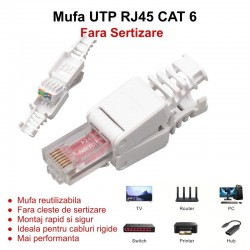 Mufa RJ45 CAT 6 - UTP de Plastic / Fara Sertizare