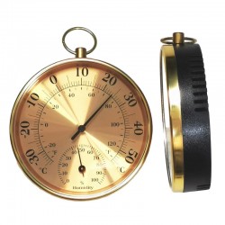 Termometru Auriu Rotund cu Higrometru TH-91000SB Termometru Auriu Rotund cu Higrometru TH-91000SB